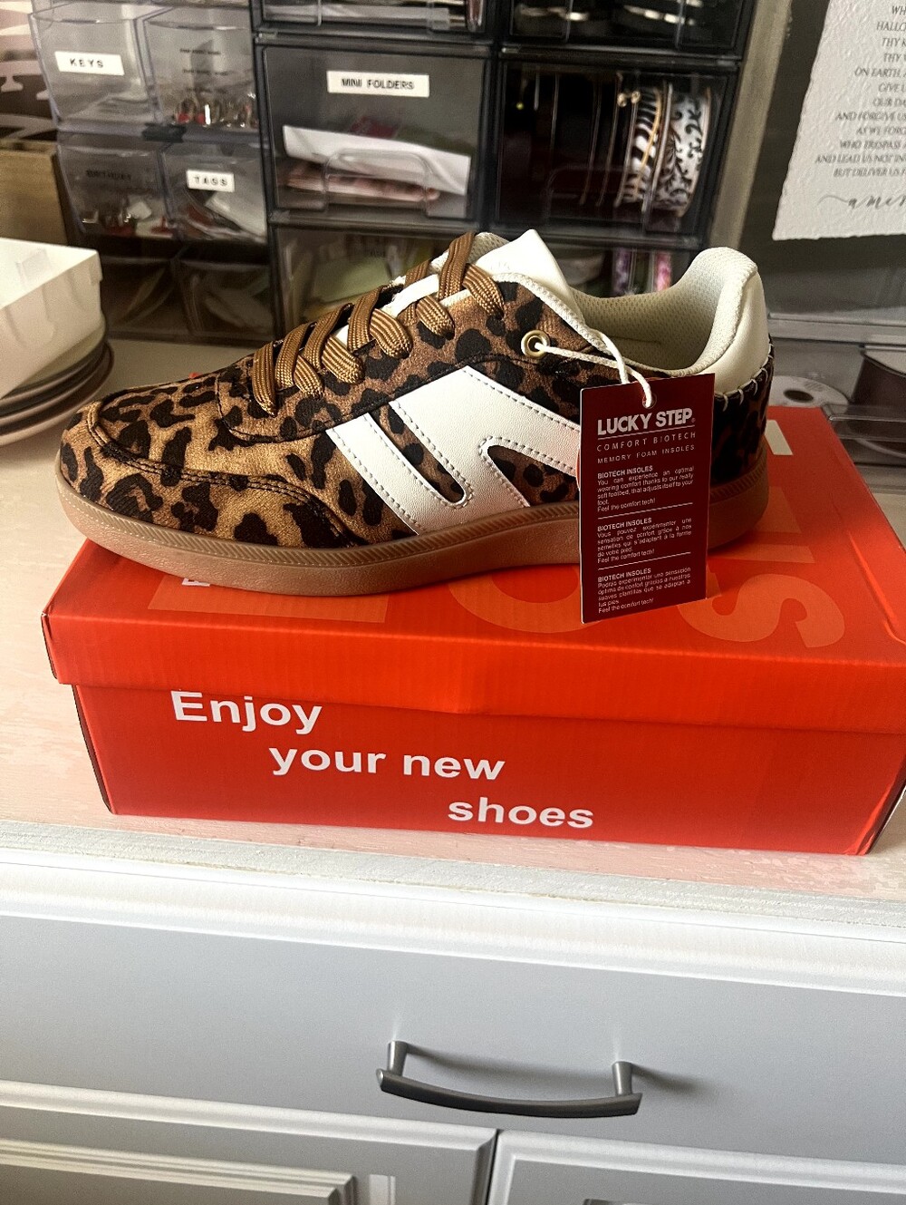 Lucky Step Leopard Sneakers NWT